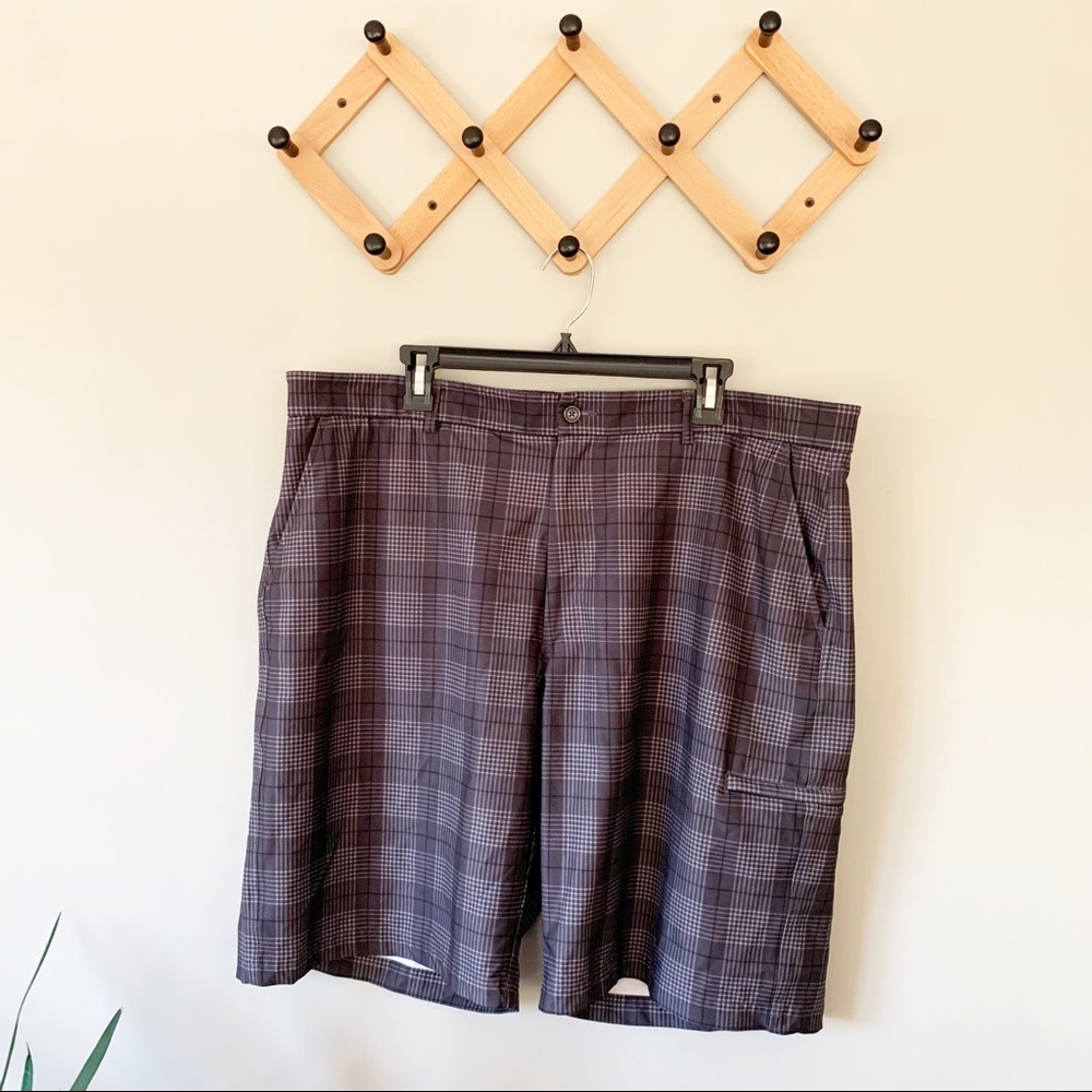 Pebble Beach Performance Grey Plaid Shorts | 42